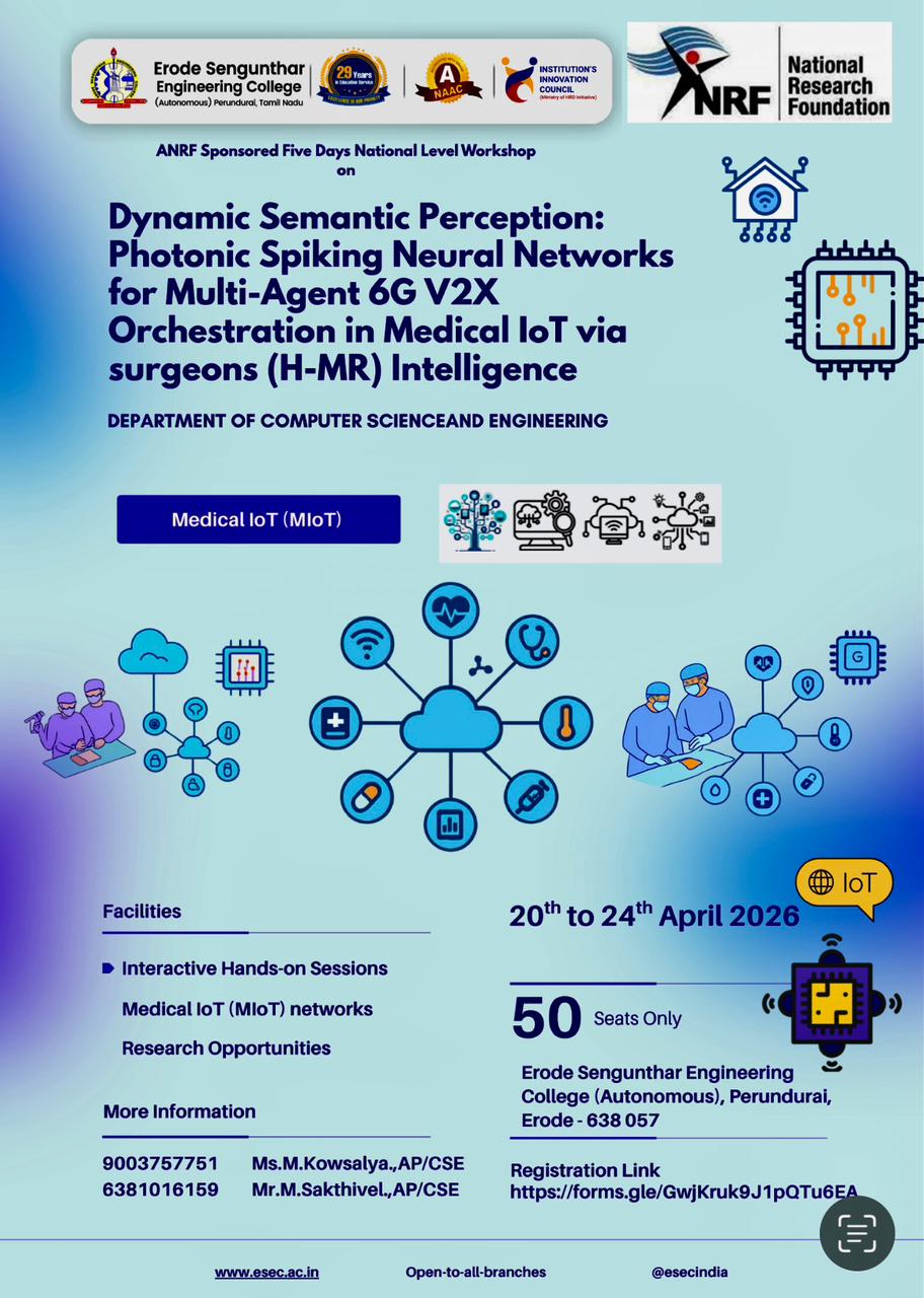 Five Days National Level Workshop on Dynamic Semantic Perception: Photonic Spiking Neural Networks for Multi-Agent 6G V2X Orchestration in Medical IoT via surgeons (H-MR) Intelligence 2026 Workshop Poster 